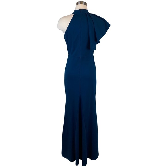 Lulus NWT Margaux Teal Blue Maxi Dress Sz M One Shoulder Ruffle Mermaid Stretch - Picture 9 of 17